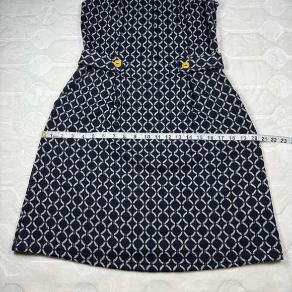 Tabitha Anthropologie Womens Navy Geometric A Line Mini Dress Size 4 Retro Chic - Picture 10 of 15